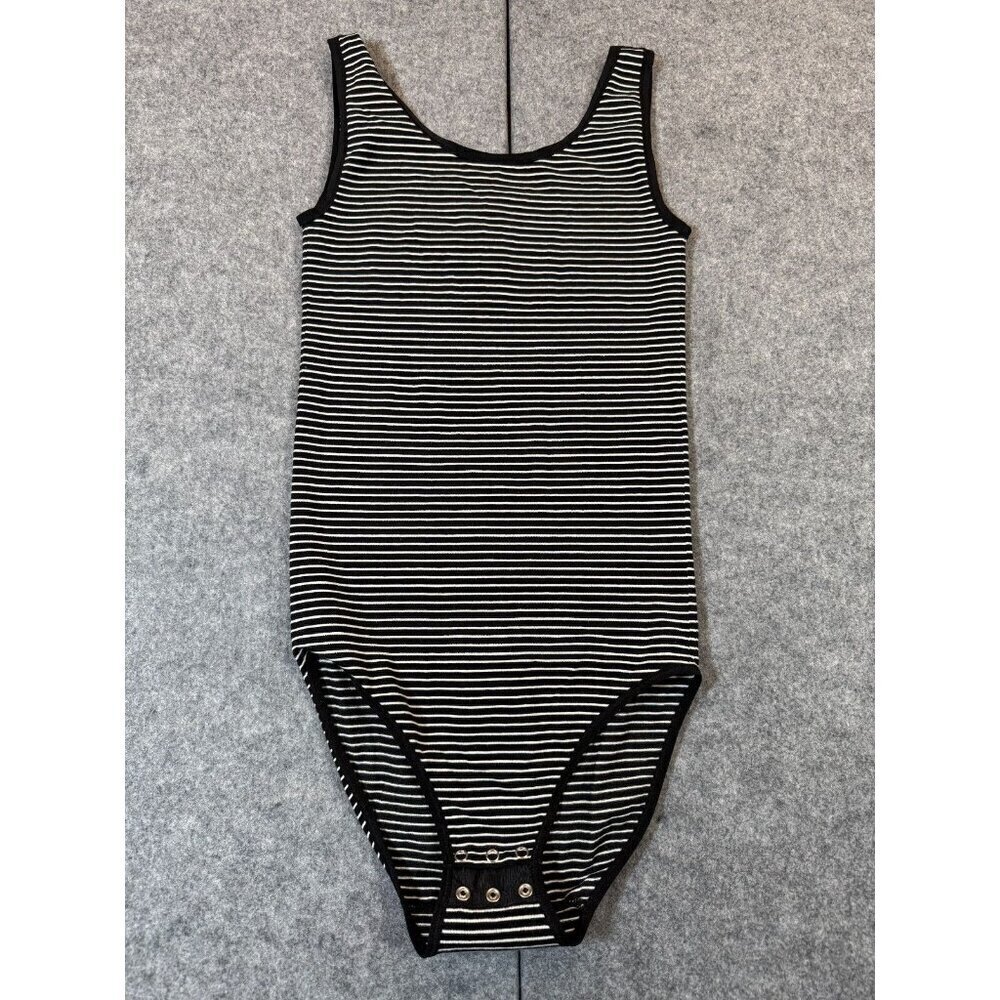 Yummie Ruby Shaping Bodysuit Women's M/L Black White Striped Cotton Seamless